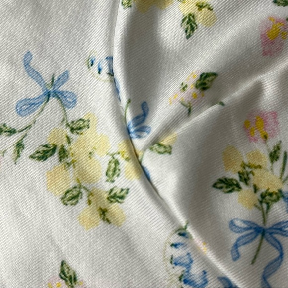 Sexy Floral Ribbon Strap Crop Top Lace Hippie Flower Ruffles Coquette  Cami S - Picture 10 of 12